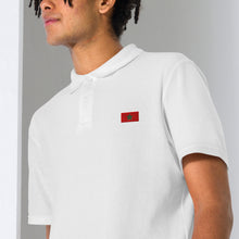 Polo piqué unisexe drapeau brodé Maroc – Rectangulaire blanc