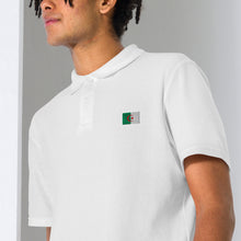 Polo piqué unisexe drapeau brodé Algérie – Rectangulaire blanc