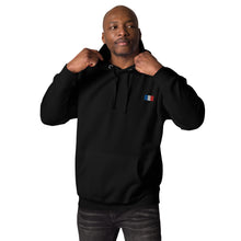 Sweat à capuche premium France brodé unisexe – Coton noir — vue de face