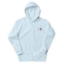 Sweat à capuche premium France brodé unisexe – Coton bleu ciel — vue de face