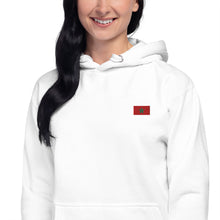 Sweat à capuche premium Maroc brodé unisexe – Coton blanc