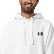 Sweat à capuche premium France brodé unisexe – Coton blanc