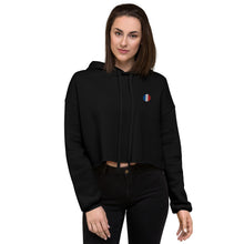 Sweat à Capuche Crop-Top signature France brodé noir — vue de face