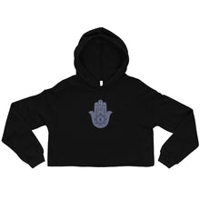 Sweat à Capuche Crop-Top signature Khamsa brodé noir — vue de face