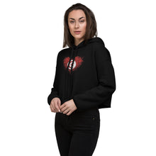 Sweat à Capuche Crop-Top signature Coeur Tunisie brodé noir — vue avant gauche