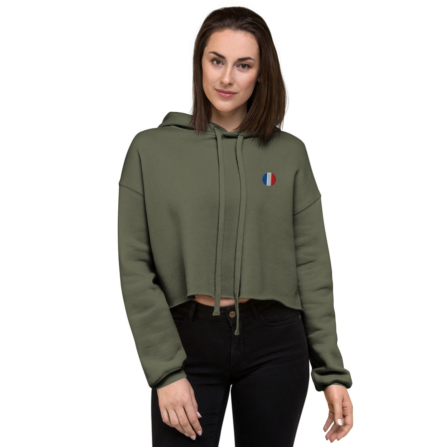 Sweat à Capuche Crop-Top signature France brodé — Product mockup