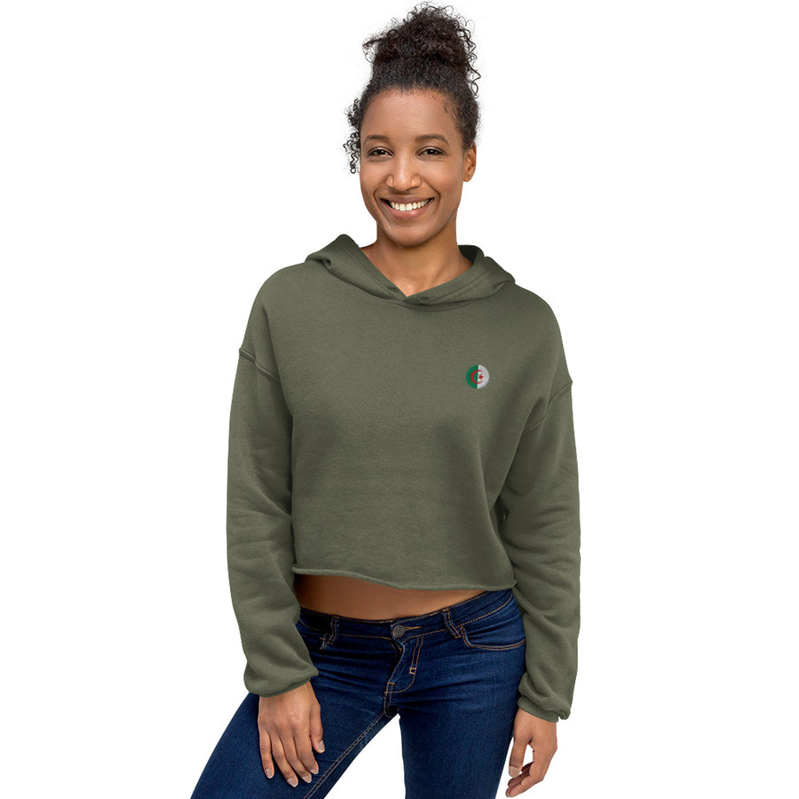 Sweat à Capuche Crop-Top signature Algérie brodé — Product mockup
