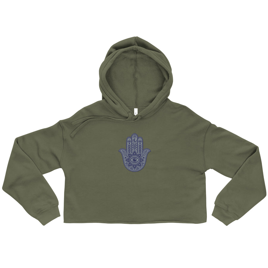 Sweat à Capuche Crop-Top signature Khamsa brodé — Product mockup
