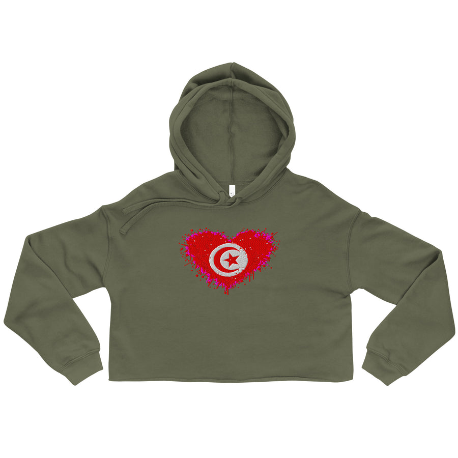 Signature Tunisia Heart Embroidered Cropped Hoodie — Product mockup